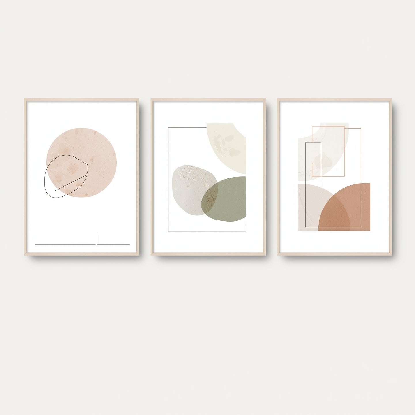 Set of 3 Minimalist Abstract Wall Art Prints (Digital)